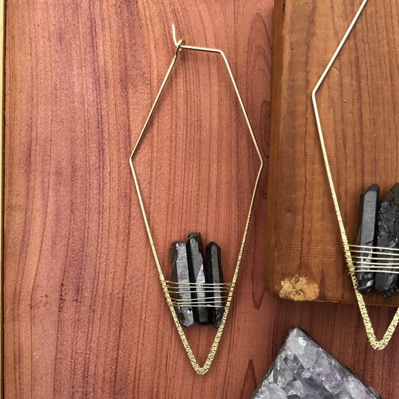 FP Mint Geode Threader Earrings in Grey! - Picture 4 of 5